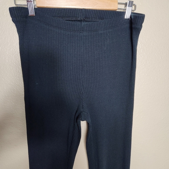 Aerie Womens Black High Rise Ribbed Flare Knit Pants |L| - Picture 2 of 12